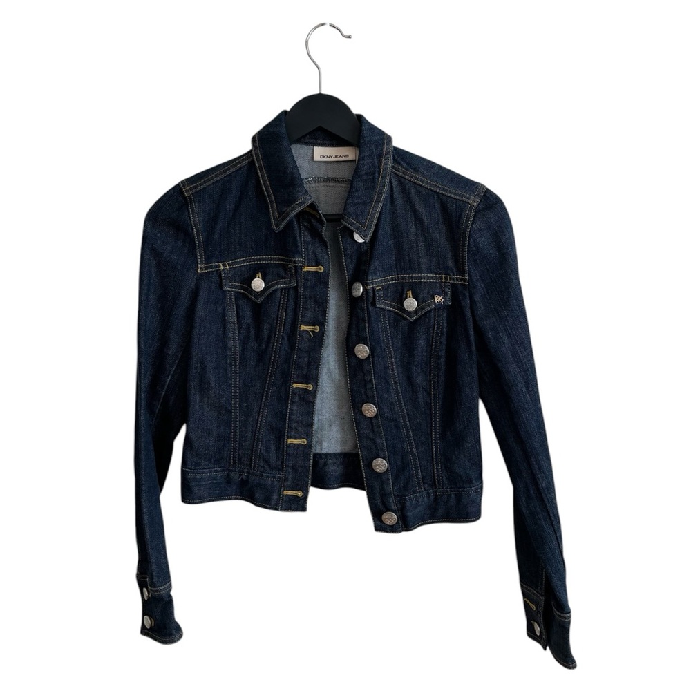 DKNY Jeans Denim Jacket XS Dark Wash Crop Long Sleeves